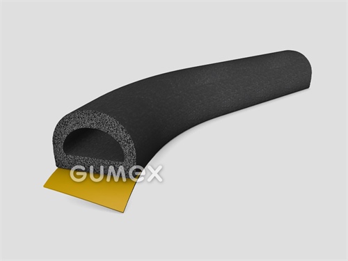 Selbstklebendes mikroporöses Profil "PRALINE", 9x12mm, 1-Ströme, Dichte 500kg/m3, EPDM, schwarz, 
